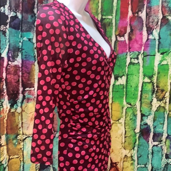Elle xs purple pink polkadots long sleeve blouse - Picture 4 of 8